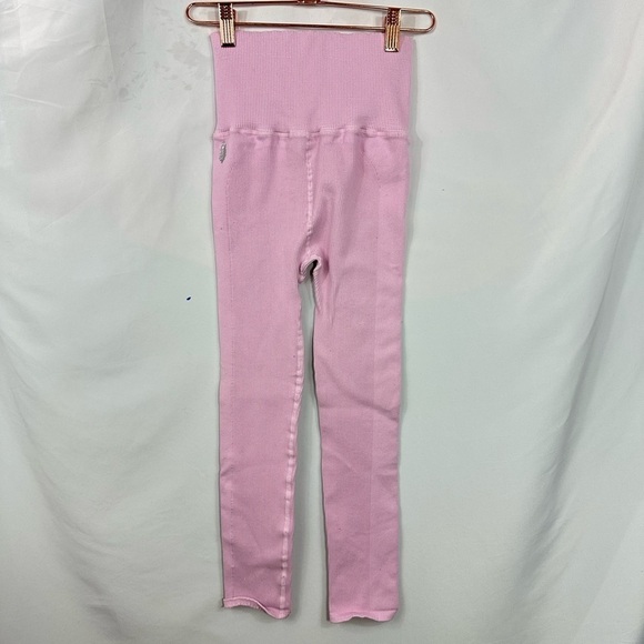 Free People Movement light pink ribbed high waisted leggings size S - Picture 2 of 4